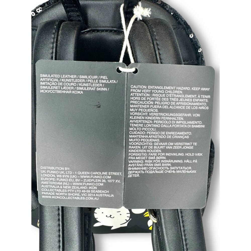 Loungefly X Sanrio Badtz-Maru Black Sequin Mini Backpack New Faux Leather - Picture 8 of 11